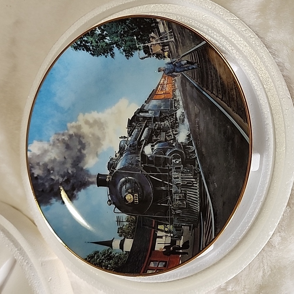 1991 ARTAFFECTS COLLECTOR PLATE  TRAIN PHOTO  PLATE # D7855